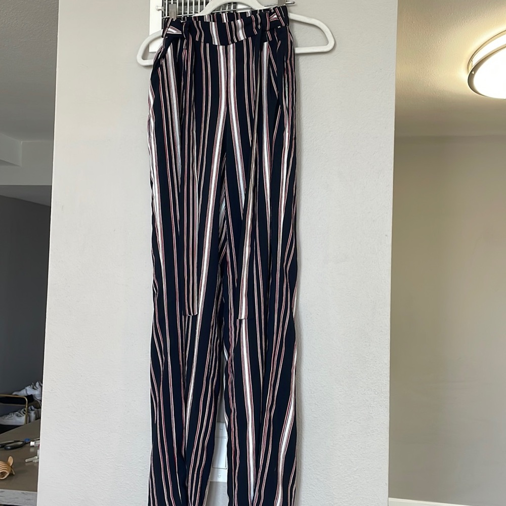 Adrienne Vittadini front tie striped slacks